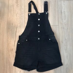 Black denim overalls